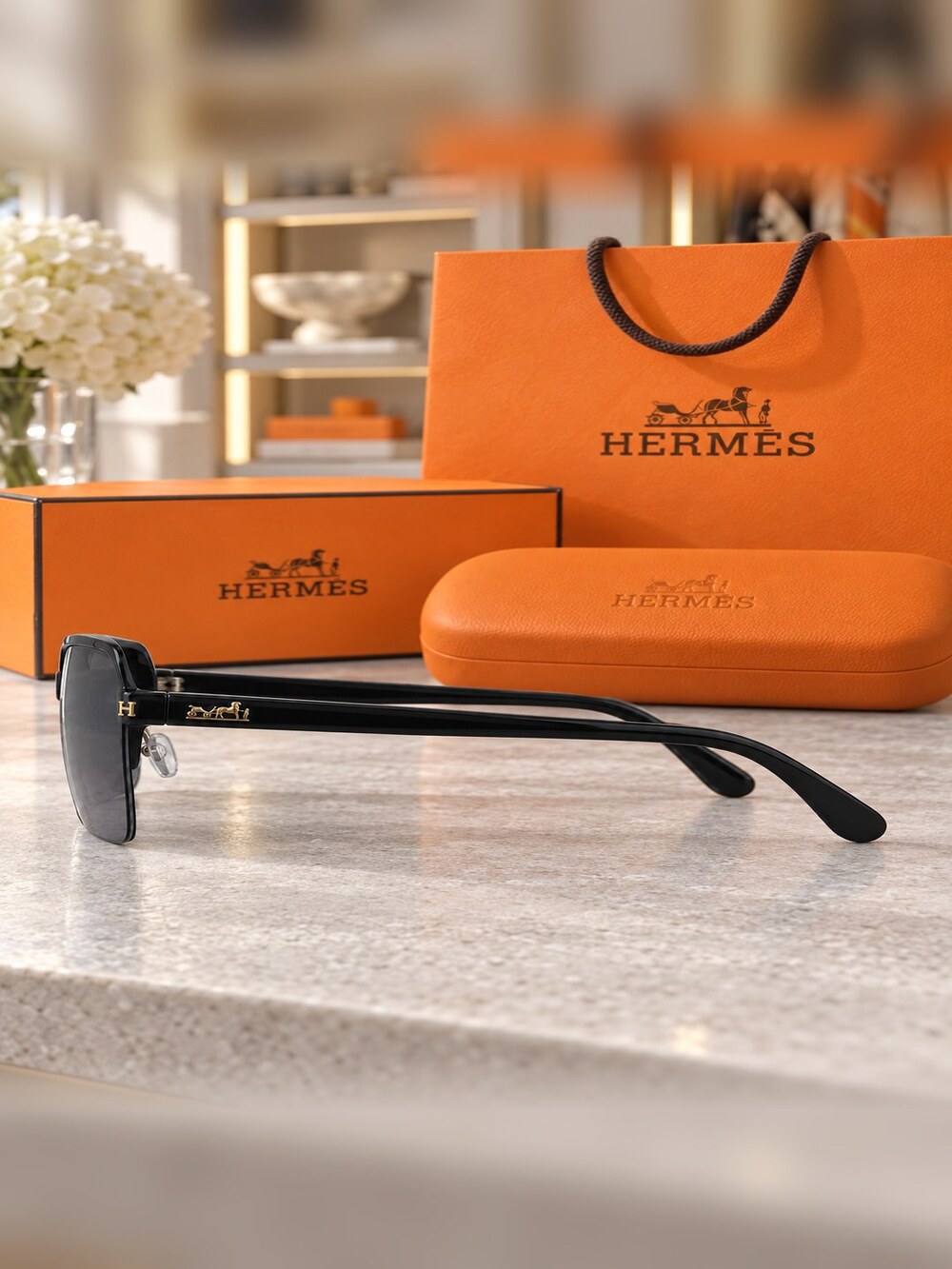 Hermes Black H Square Sunglasses - Picture 3 of 6